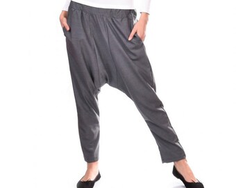Gray drop crotch pants
