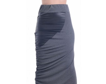 Gray skirt / leather skirt / long skirt / faux leather skirt / vegan leather skirt / pencil skirt / bodycon skirt / fitted skirt