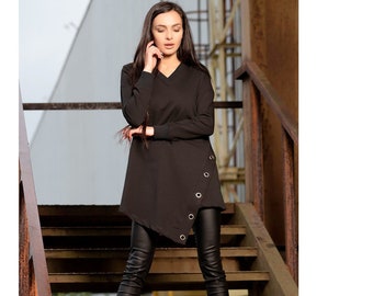 Black asymmetric tunic