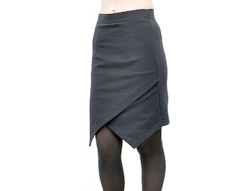 Wrap skirt / knee length skirt / fitted skirt / black skirt / plus size skirt / asymmetrical skirt /  maxi skirt / pencil skirt