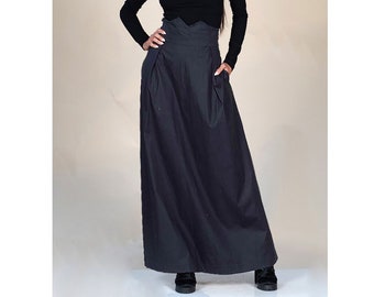 Lange rok / zwarte rok / hoge taille rok / midi rok / formele rok / zwarte katoenen rok / baggy rok / plus size rok / maxi rok