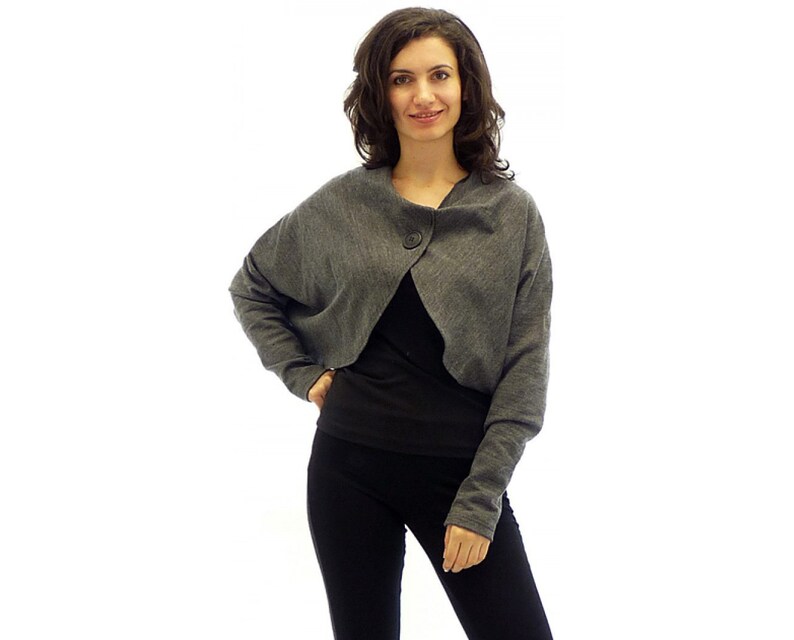 Gray Knitted Bolero, Bat Type Bolero, Flared Bolero, Balloon Nolero, Women Bolero, Bat Sleeve Bolero, Long Sleeves Bolero, Plus Size Bolero image 1