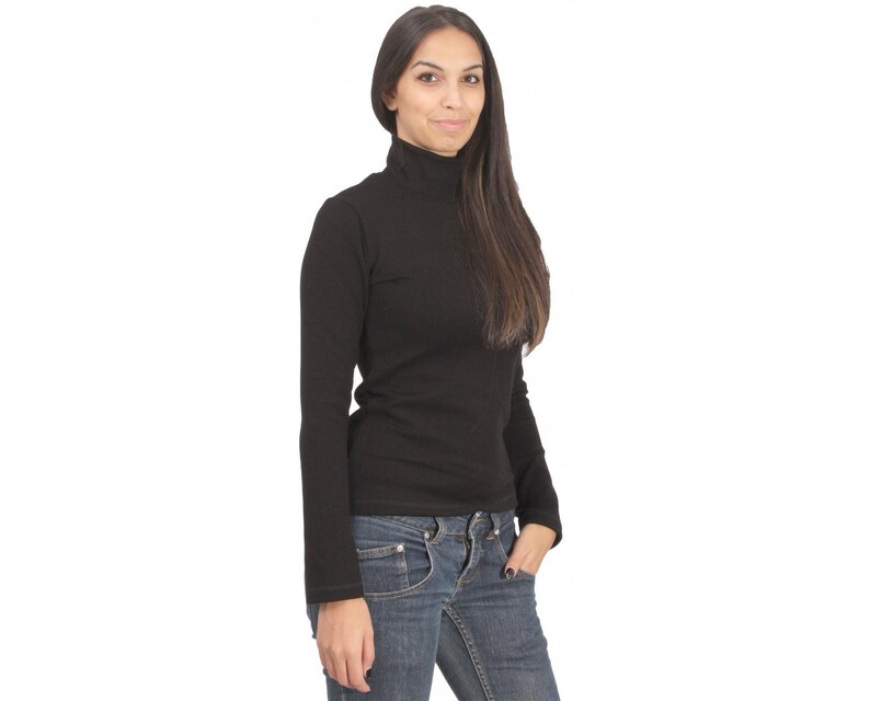 Black Knitted Polo, Women Polo, Plus Size Polo, Oversize Polo, Maxi Size Polo, Long Sleeve Polo, Casual Polo image 3