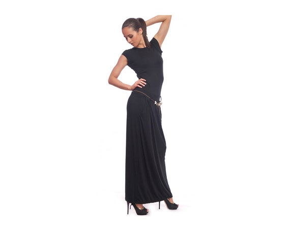 Long Black dress with short sleeves / plus size maxi dress / jersey casual dress / pencil dress / floor length dress / flared fitted dress Long Black dress with short sleeves / plus size maxi dress / jersey casual dress / pencil dress / floor length dress / flared fitted dress