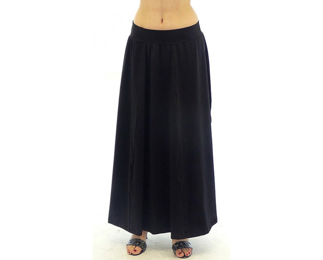 Long Black Jersey Skirt / High Waist Skirt / Midi Elastic - Etsy Israel