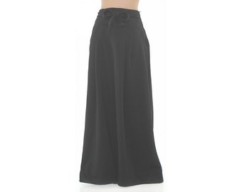 Long black midi skirt with high waist / plus size maxi skirt / floor length casual skirt / flared baggy skirt / loose skirt