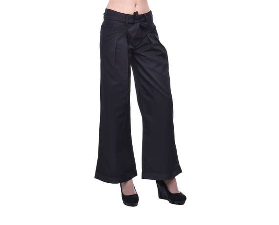 black wide leg trousers plus size