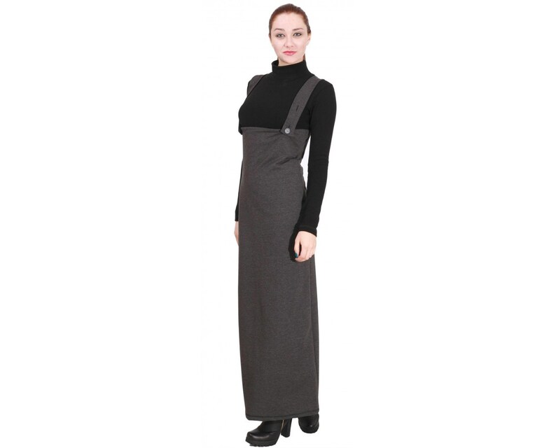 Black pinafore / long pinafore / floor length pinafore / winter pinafore / plus size pinafore / maxi pinafore / bodycon pinafore image 10