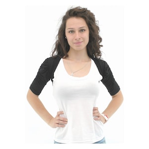 Front open black bolero, with half sleeves, made from jersey