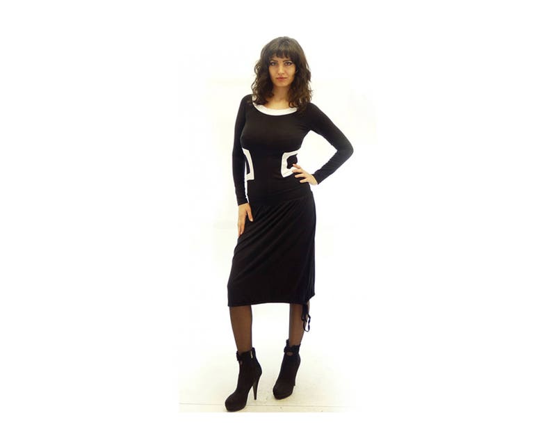 black and white gown plus size