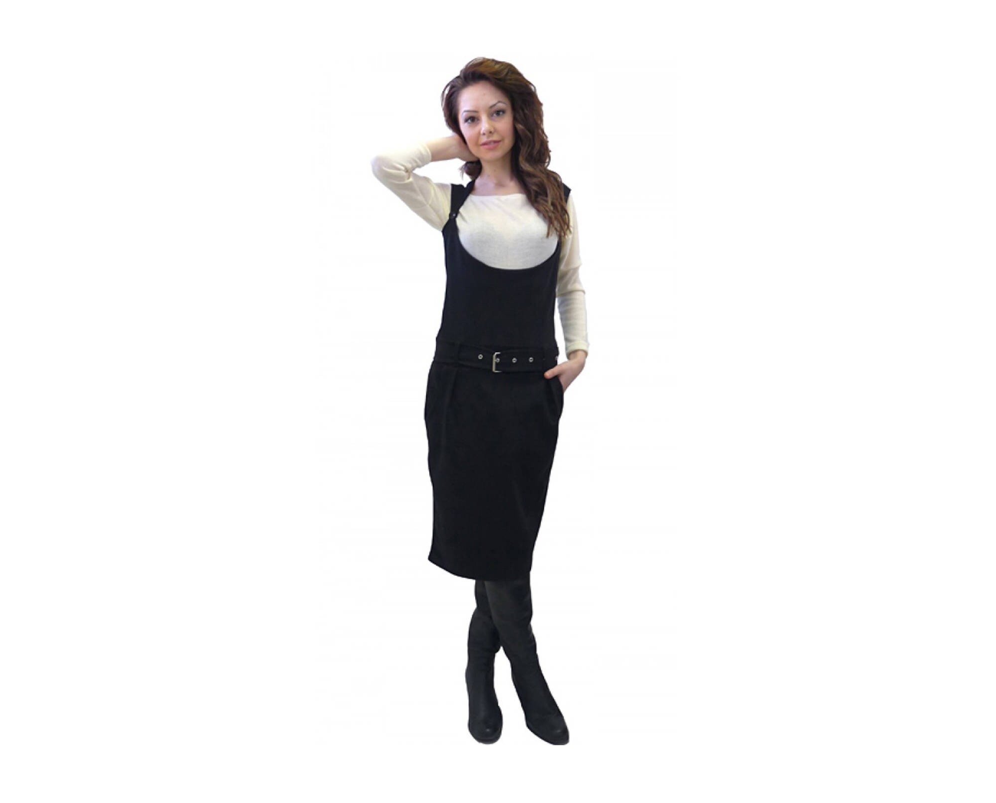 black overall dress