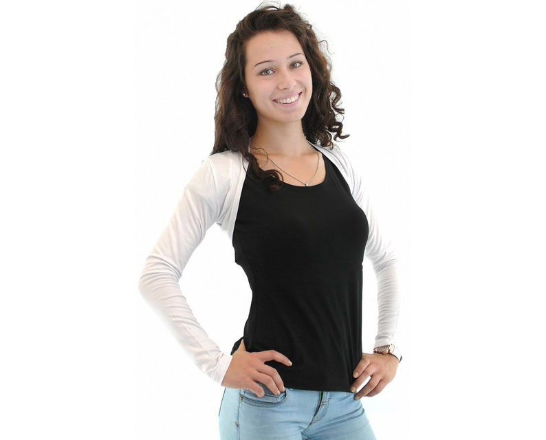 Front open black bolero, with long sleeved, made from jersey image 6