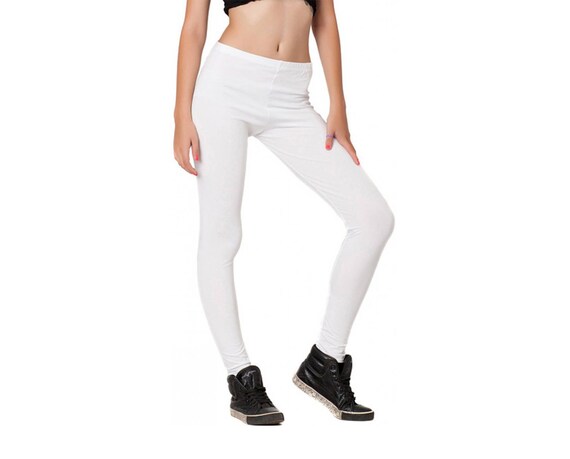 White Leggings / Women Leggings / Plus Size Leggings / Yoga Pants / Yoga  Leggings / Fitness Leggings / Sport Leggings / Long Leggings 