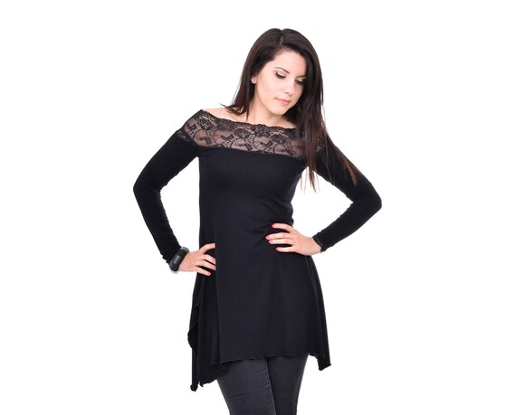 black lace tunic dress