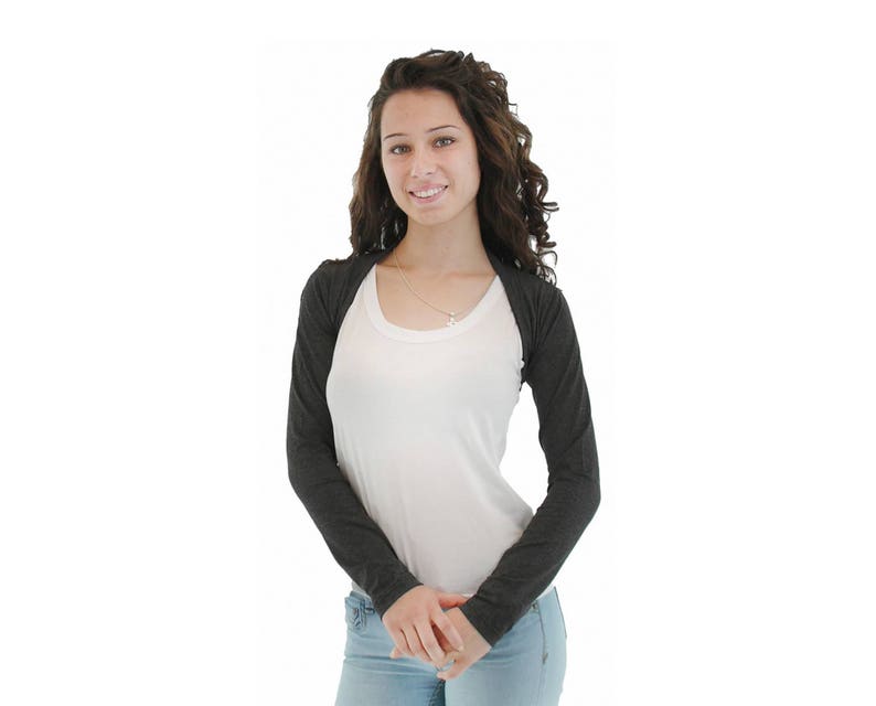 Front open black bolero, with long sleeved, made from jersey image 1