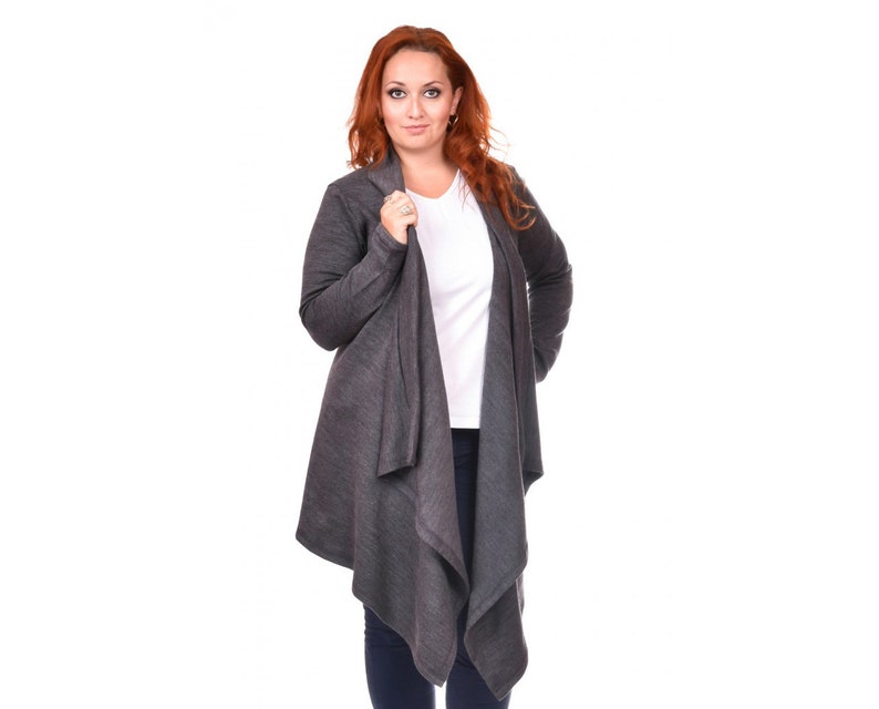 Asymmetrical Cardigan, Black Cardigan, Women Cardigan, Long Cardigan, Knitted Cardigan, Maxi Cardigan, Autumn Cardigan, Plus Size Cardigan image 8