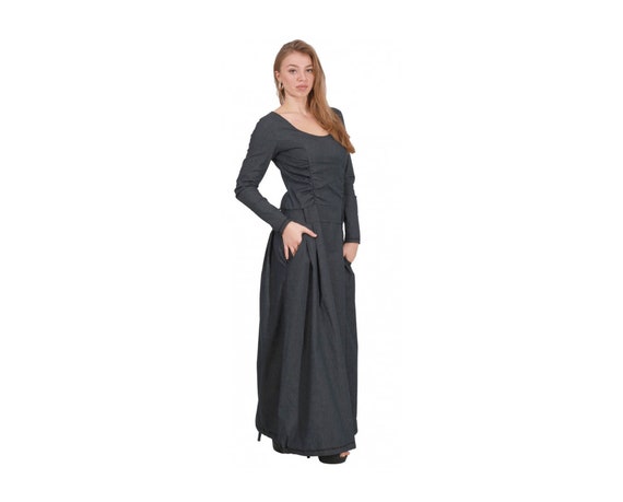 Buy Denim Long Dress, With Long Sleeves Online in India - Etsy