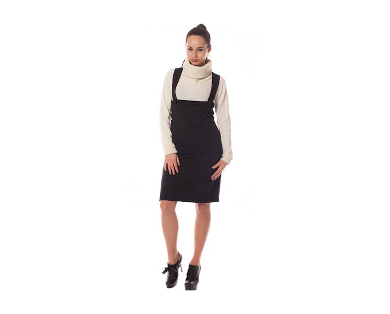 plus size black pinafore