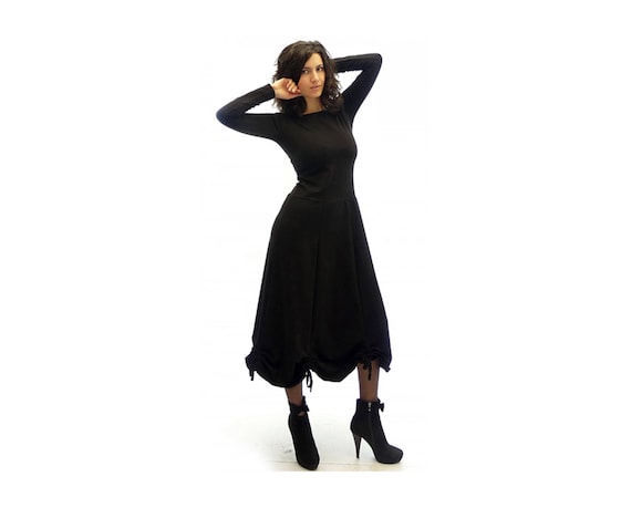 Below the Knee Dress Black Dress Long Sleeve Dress Midi Dress Maxi Dress Plus Size Dress Flared Dress Casual Dress Etsy