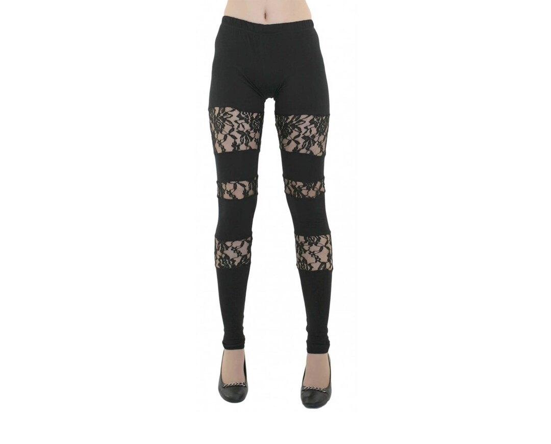 Black lace leggings plus size sale