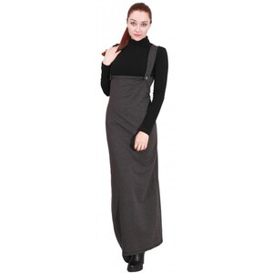 Black pinafore / long pinafore / floor length pinafore / winter pinafore / plus size pinafore / maxi pinafore / bodycon pinafore image 9