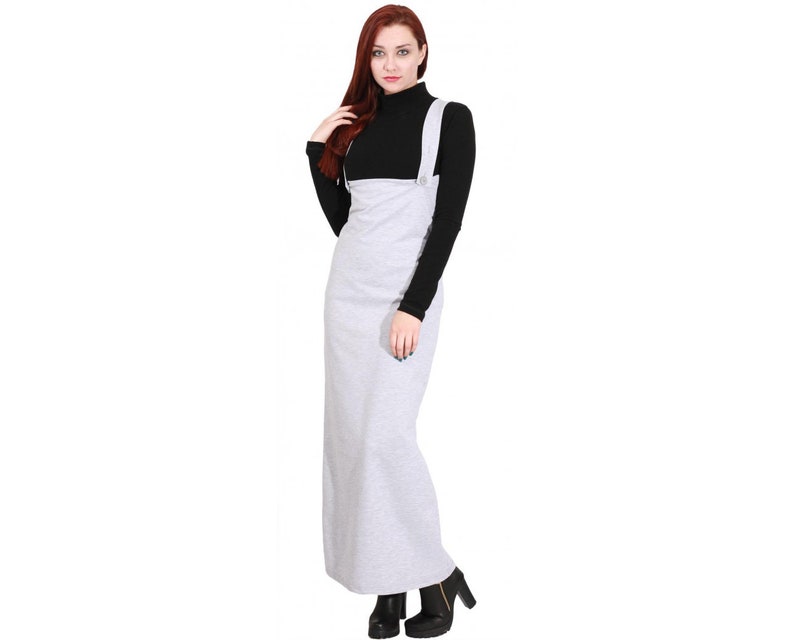 Black pinafore / long pinafore / floor length pinafore / winter pinafore / plus size pinafore / maxi pinafore / bodycon pinafore image 8