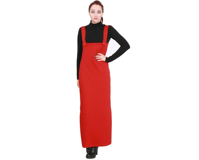 Black pinafore / long pinafore / floor length pinafore / winter pinafore / plus size pinafore / maxi pinafore / bodycon pinafore image 7