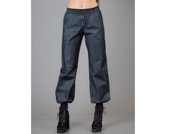 Long black pants with loose legs, made from thick jersey / loose leg jeans / long leg jeans / wide leg jeans