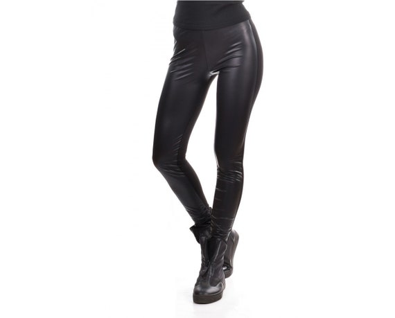 Leather Front and Jersey Back Leggings / Leggings for Women