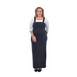 Black pinafore / long pinafore / floor length pinafore / winter pinafore / plus size pinafore / maxi pinafore / bodycon pinafore image 6