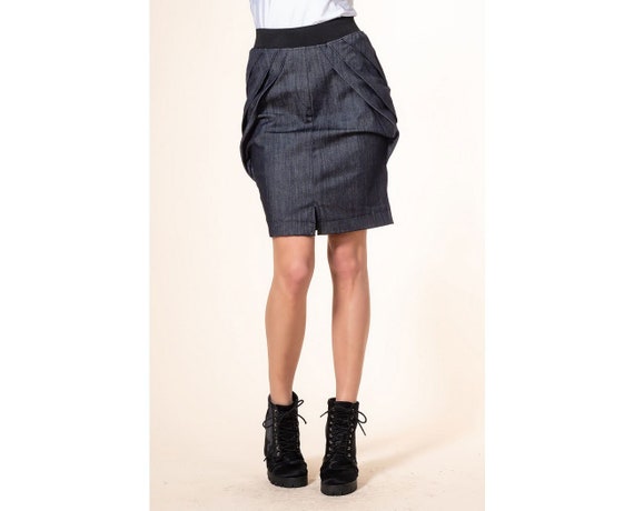 Jupe denim jupe jeans jupe longueur genou jupe taille haute jupe maxi jupe au dessus du genou jupe taille elastique Etsy Canada