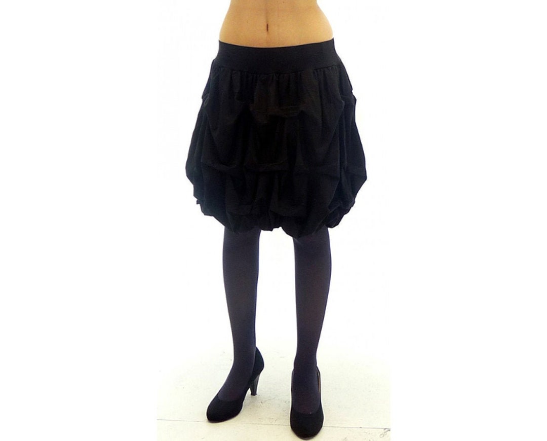 Black Ruffle Skirt With Knee Length / Bubble Balloon Skirt / Plus Size