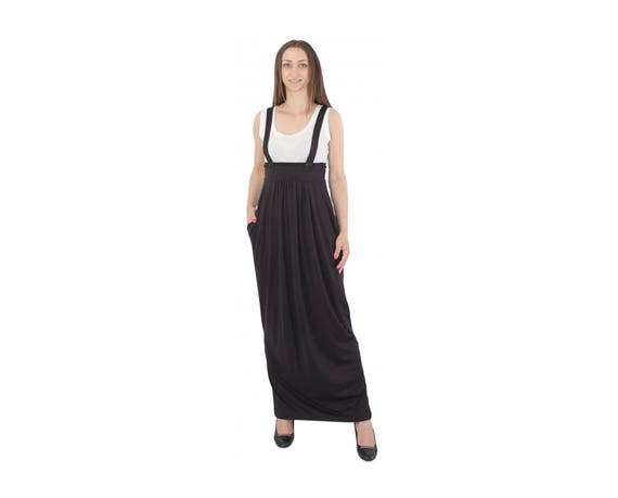long black overall dress