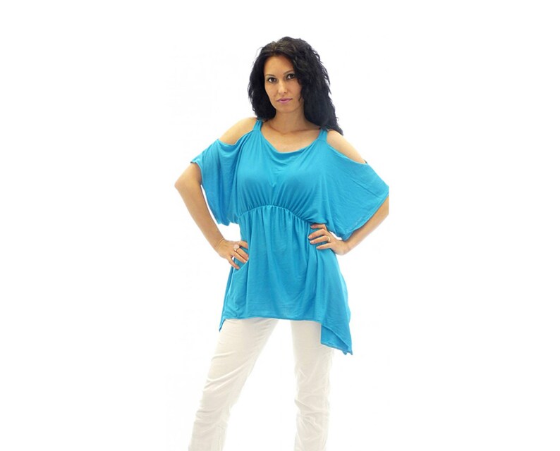 Wide Sleeves Tunic Caftan Tunic Dress Flaved Tunic Women Tunic Top Water Blue Tunic Top Oversize Bat Sleeve Plus Size Maxi Raglan