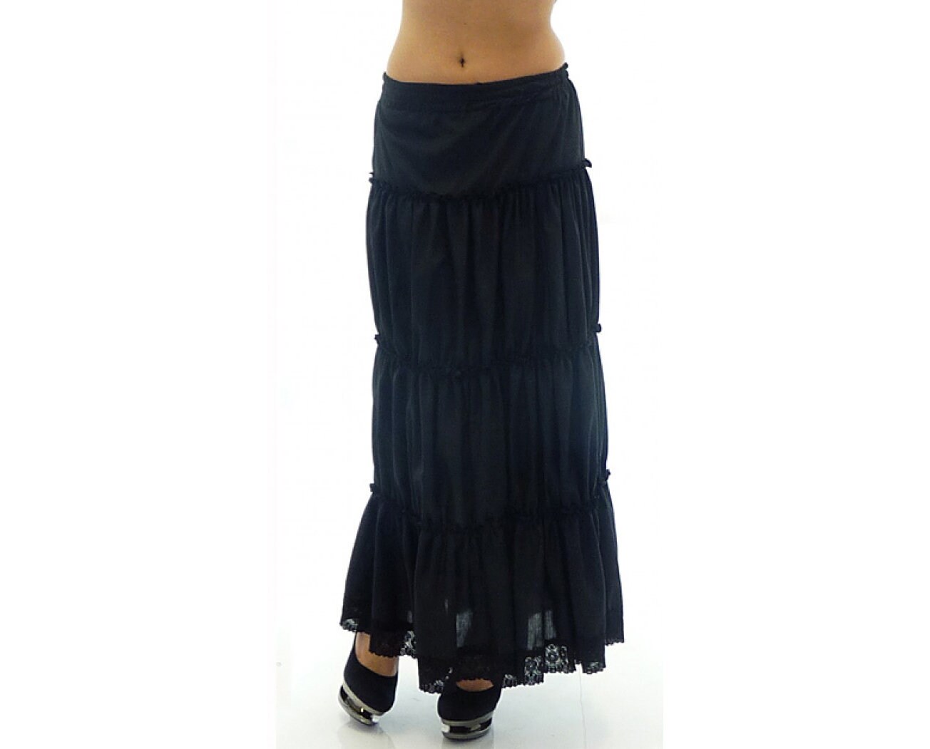 Long Black Ruffle Skirt With High Waist Midi Skirt With Elastic Waist Plus Size Maxi Skirt Floor Length Skirt Boho Gypsy Skirt Etsy Canada