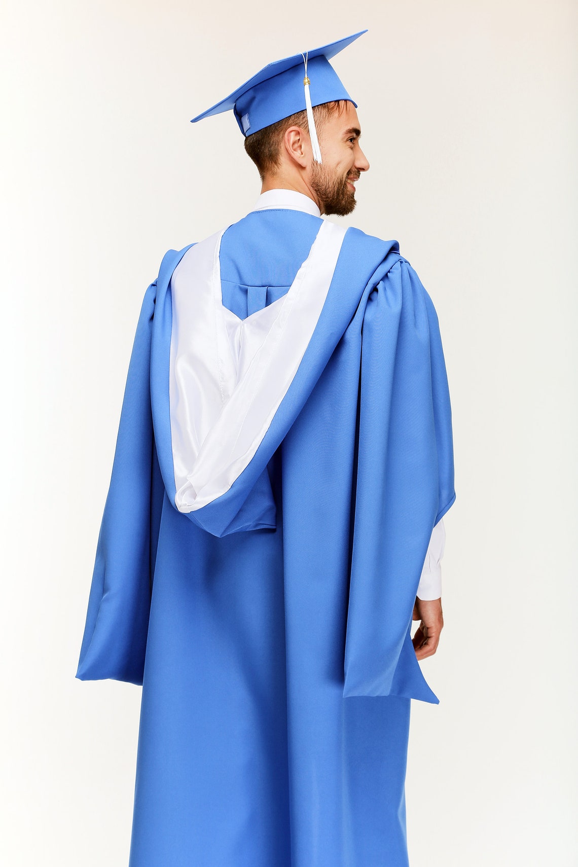 blue graduation gown outfits