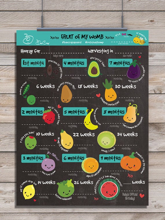 fruit-of-my-womb-pregnancy-growth-chart-poster-baby-bump-etsy
