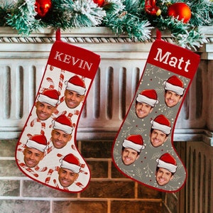 Christmas Stocking Personalized with Name, Photo Stocking, Custom Christmas 2023 Funny Photo Stocking Gifts for Family, Friends,
