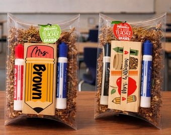 Borrador de pizarra para profesores, regalos de agradecimiento para profesores, regalo para el primer día de trabajo, regalos personalizados para profesores de preescolar, borrador con marcador.
