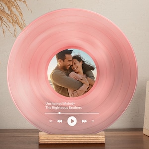 Vinyl Record with Photo, Engagement Gifts for Him, Wedding Couple Gifts, Christmas Gift, Anniversary Gift, Best Friend Gift Song Plaque