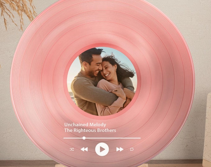 Custom Vinyl Record with Photo, Engagement Gifts for Him, Wedding Couple Gifts, Mothers Day, Anniversary Gift, Best Friend Gift Song Plaque