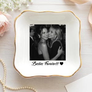 Personalised Photo Trinket Dish, Custom Jewelry Ring Dish, Bridesmaid Proposal, Trinket Tray for Best Friend, Bestie, Trinket Dish Wedding