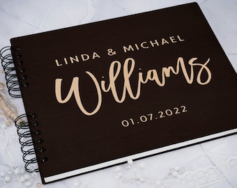 Wedding Guest Book, Wood Guest Book Personalized , Custom Guestbook, Wooden Guest Book, Hard Cover Laser Engraved Guest Book