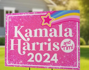 Kamala Harris (and Tim!), Yard Sign, Harris 2024, Madam President, Yard Sign, Harris 2024, Kamala Harris Yard Sign, Madam President Sign