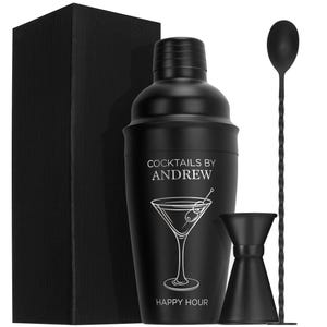 Personalized Cocktail Shaker Set 18 Oz, Summer Gifts, Bartender Kit, Custom Cocktail Shaker Drink Bar, Stainless Steel Bar Set