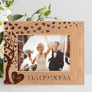 Couples Photo Frame, Anniversary Gifts for Husband, Engagement Gifts for Couple, Wood Engagement Frame, Wedding Picture Frame