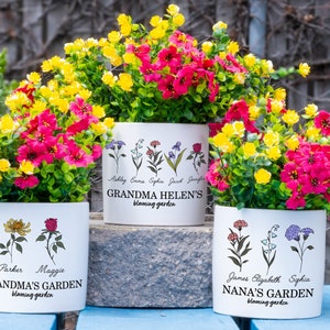 Mother's Day Gifts, Grandma Gift, Personalized Gifts for Mom, Flower Pot Custom, Grandmas Garden, Birth Flower Mom Gifts from Daughter