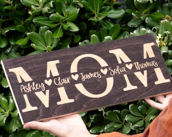 Mom Wood Sign, Mother's Day Gifts from Daughter, Kids, Personalized Mom Gift, Gift for Mom, Custom Mom Sign, Mom Wooden Sign Mom