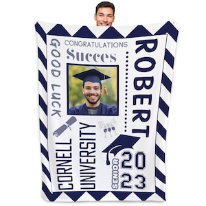 Personalized Graduation Blanket - Graduation Class of 2024 Gift - Photo Blanket, Graduation Blanket for Daughter, Son, Grad Gifts