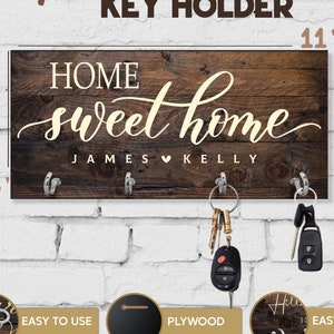 Housewarming Gifts for Couple, Personalized Key Holder for Wall, New Home Gift, Key Hanger, First Home Gift, Realtor Closing Gift, Newly Wed